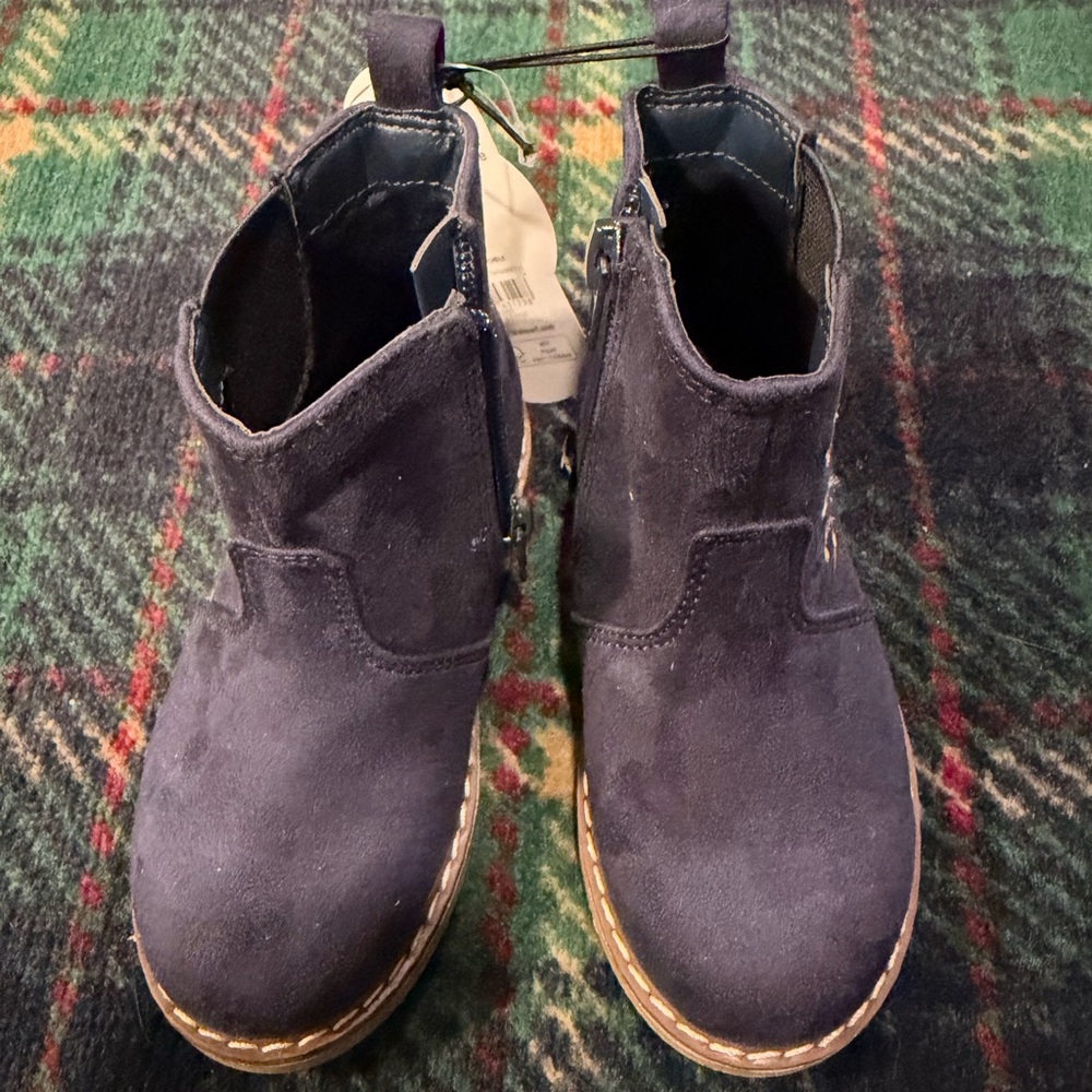 Stylish Navy Suede Ankle Boots